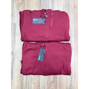 Lee Hanton Sherpa Lined Zip Hoodie Bundle 2-Pack Size LBurgundyFleeceJacket NWT